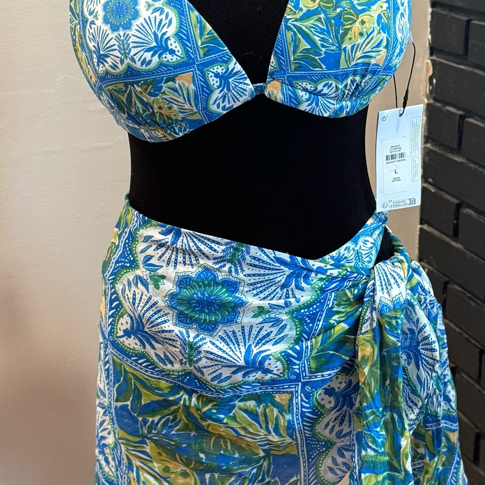 Primark Blue and Green Floral Bikini Set
